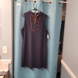 NWT Crown & Ivy Navy Textured Sleeveless Shift Dress – Size 1X (NWT)